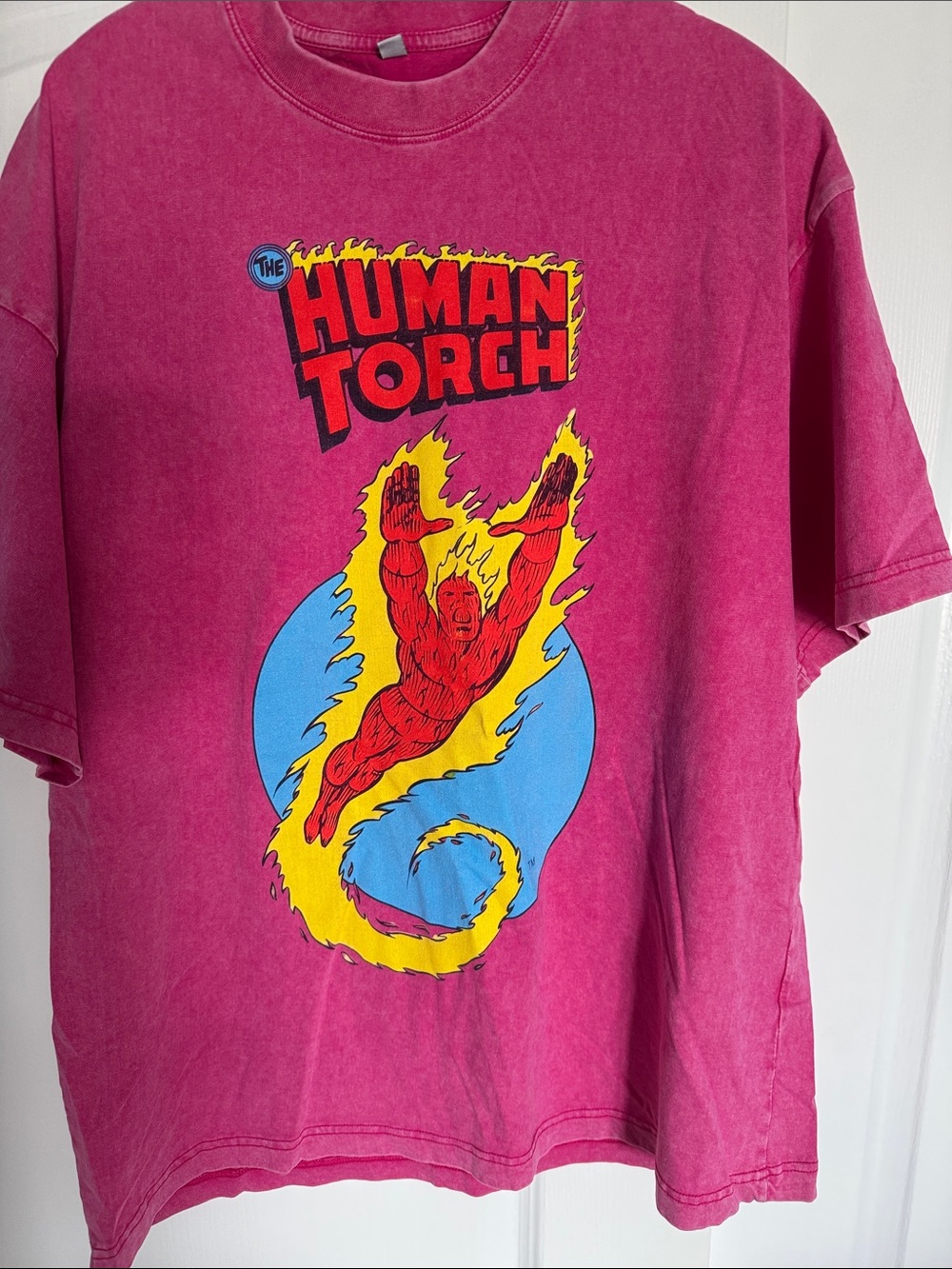 Men's Pink Human Torch Graphic Tee xl